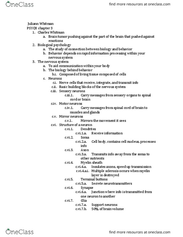 PSY 205 Lecture Notes - Lecture 3: Parietal Lobe, Distorted Vision, Fokker E.Ii thumbnail