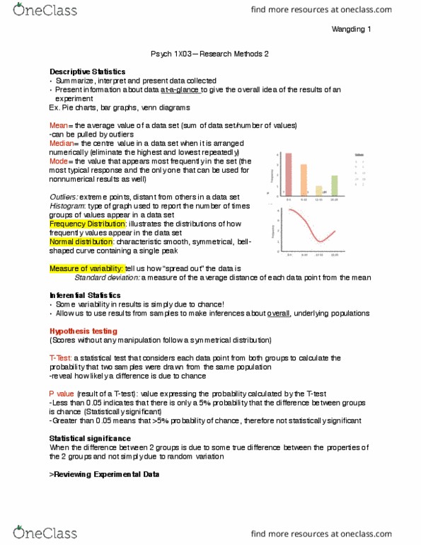 PSYCH 1X03 Lecture Notes - Lecture 1: Statistical Hypothesis Testing, Standard Deviation, Histogram thumbnail