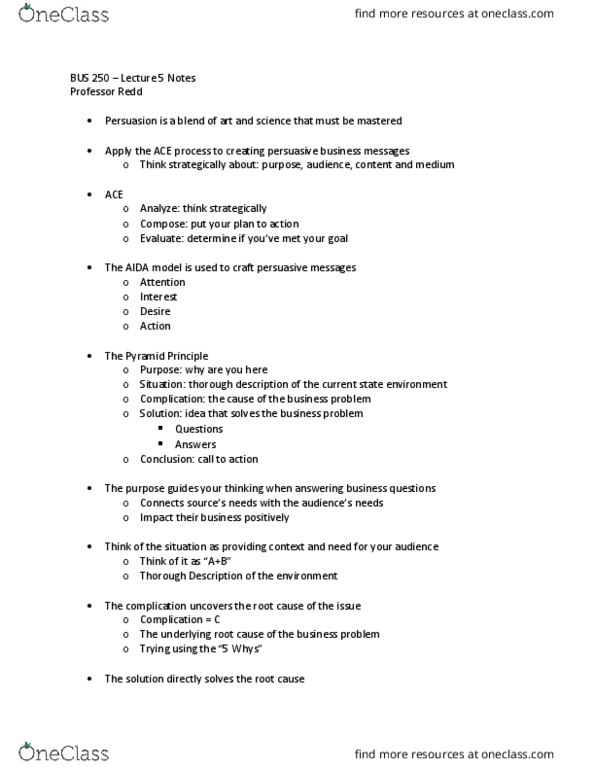 BUS 250 Lecture Notes - Lecture 5: 5 Whys thumbnail