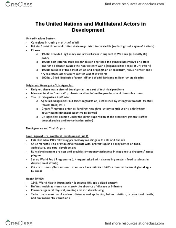 INTD 200 Lecture Notes - Lecture 2: United Nations Office For The Coordination Of Humanitarian Affairs, General Agreement On Tariffs And Trade, United Nations Conference On Trade And Development thumbnail