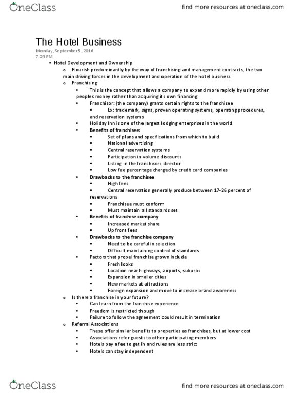 HRMA 1337 Lecture Notes - Lecture 1: Feasibility Study, Hilton Garden Inn, Doubletree thumbnail