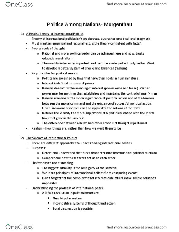 POLI 244 Lecture Notes - Lecture 4: American Experience, Status Quo, Politics Among Nations thumbnail