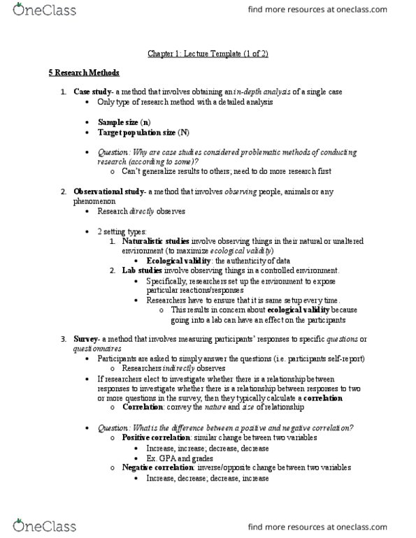 FMST 210 Lecture Notes - Lecture 1: Random Assignment, Dependent And Independent Variables, Ecological Validity thumbnail