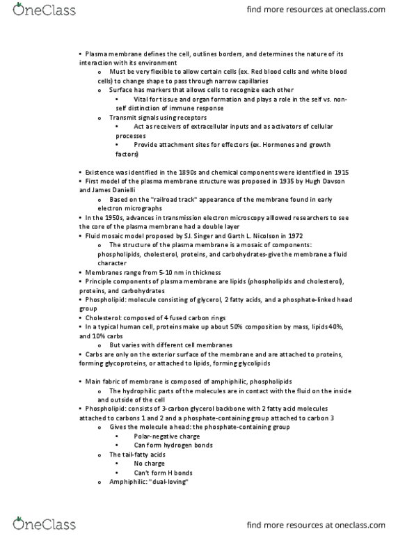 BIOL 1105 Lecture Notes - Lecture 5: Cytoskeleton, Hugh Davson, Transmission Electron Microscopy thumbnail