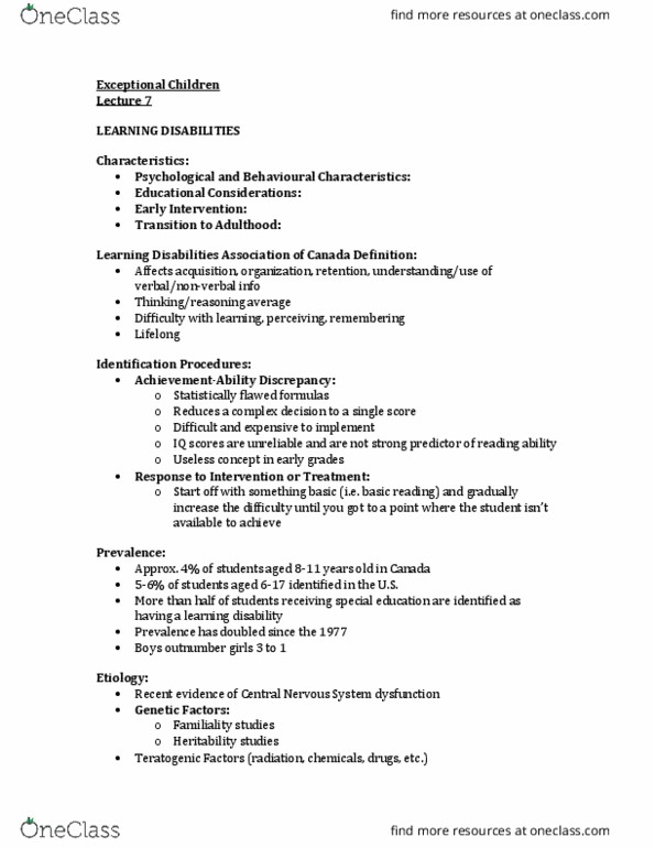 FRHD 2110 Lecture Notes - Lecture 7: Attention Deficit Hyperactivity Disorder, Direct Instruction, Written Language thumbnail