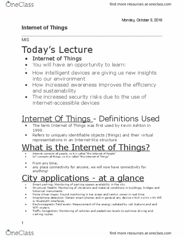 MIS 111 Lecture Notes - Lecture 17: Kevin Ashton, Internet Of Things, Electromagnetic Field thumbnail