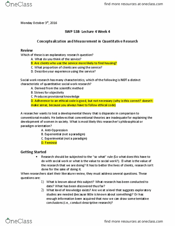 SWP 538 Lecture Notes - Lecture 4: Confounding, Discriminant, Operationalization thumbnail