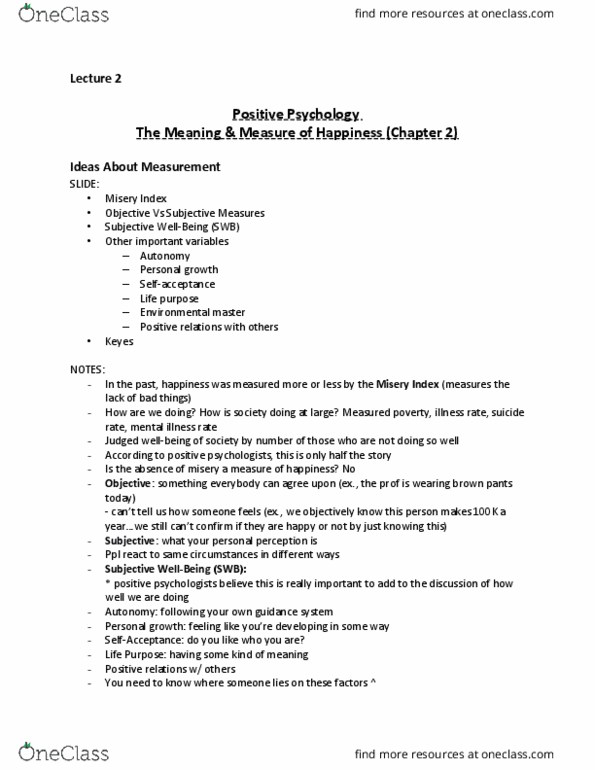 PSYC 4P30 Lecture Notes - Lecture 2: Transpersonal Psychology, Social Desirability Bias, Theory Of Multiple Intelligences thumbnail