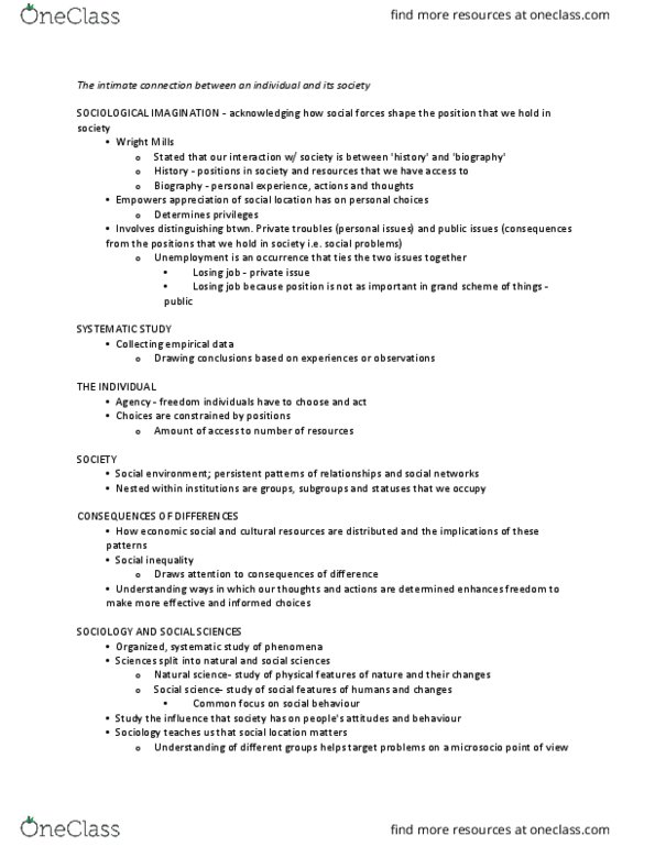 KINE 1000 Lecture Notes - Lecture 3: Social Inequality, Natural Science, Social Fact thumbnail