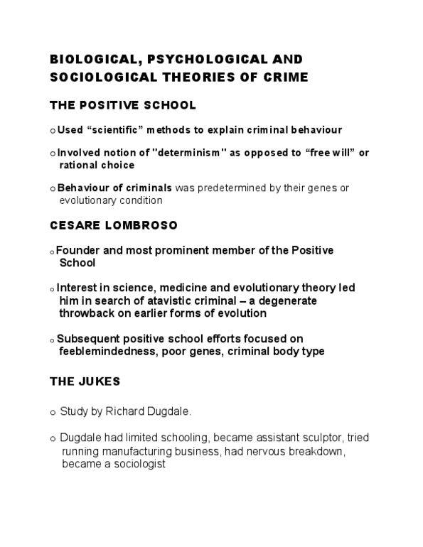 CRIM 101 Lecture Notes - Conduct Disorder, The Psychopath, Atavism thumbnail