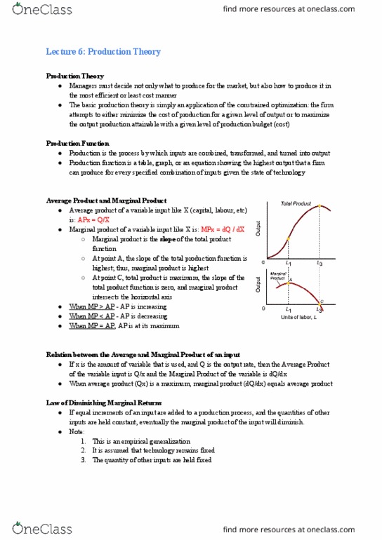 MGCR 293 Lecture Notes - Lecture 8: Marginal Product, Production Function, Marginal Revenue Productivity Theory Of Wages thumbnail