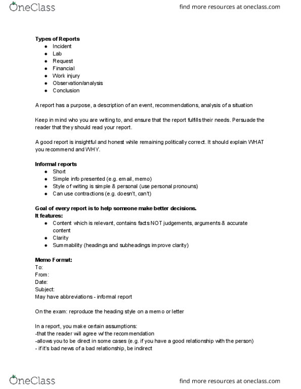 COMM 212 Lecture 4: Formal and Informal Reports thumbnail