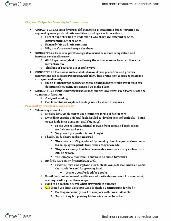 BIOL 2050 Lecture 7: Ecology 2050 Lecture 7 Chapter 19 thumbnail