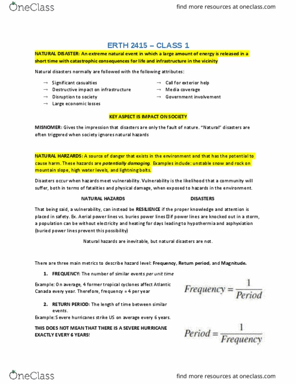 ERTH 2415 Lecture Notes - Lecture 1: Return Period, Thorium, Lightning thumbnail