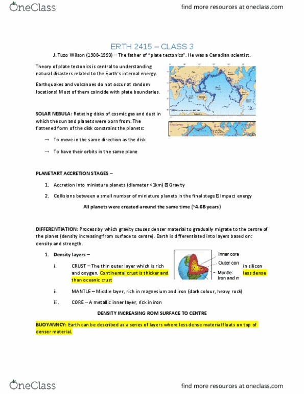ERTH 2415 Lecture Notes - Lecture 3: Continental Crust, Oceanic Crust, Oceanic Trench thumbnail