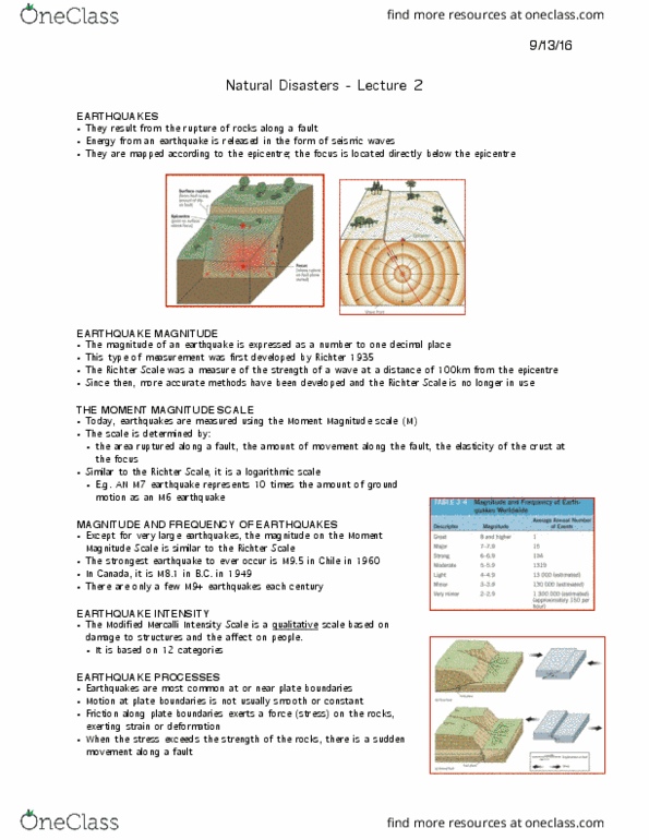 EARTHSC 2GG3 Lecture Notes - Lecture 2: Mercalli Intensity Scale, San Andreas Fault, Richter Magnitude Scale thumbnail