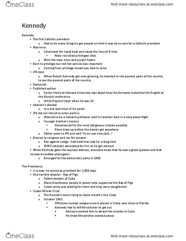 CTPR 410 Lecture Notes - Lecture 3: Cuban Missile Crisis, Munich Agreement, Dangerous Mission thumbnail