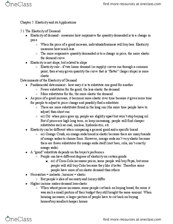 ECON 1201 Chapter Notes - Chapter 5: Minute Maid, Demand Curve, Root Beer thumbnail