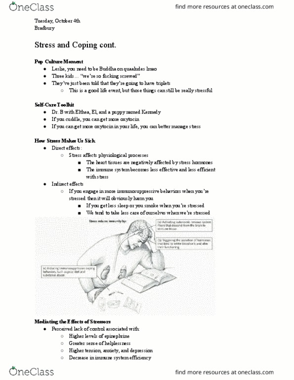 PSY 352 Lecture Notes - Lecture 12: The Relaxation Response, Methaqualone, Cortisol thumbnail