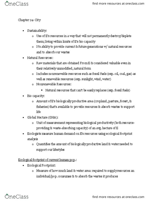 BIO 101 Chapter Notes - Chapter 24: Ecological Footprint, Geothermal Heating, Sulfur Dioxide thumbnail