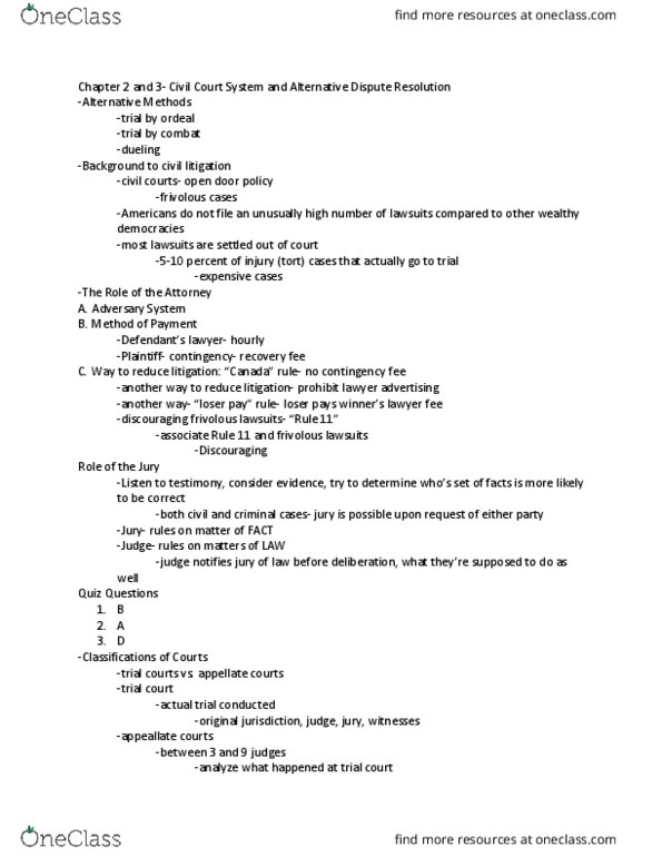 BLAW 3033 Lecture Notes - Lecture 3: Alternative Dispute Resolution, Legal Advertising, Contingent Fee thumbnail