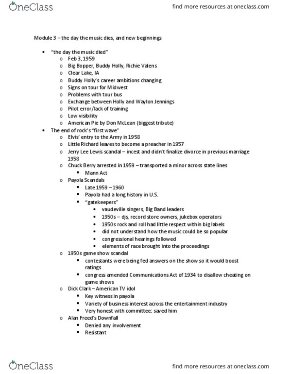 MUS 1240 Lecture Notes - Lecture 4: Waylon Jennings thumbnail