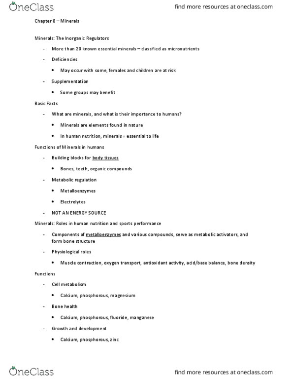 FDNS 2050 Lecture Notes - Lecture 10: Manganese, Bone Density, Fluoride thumbnail