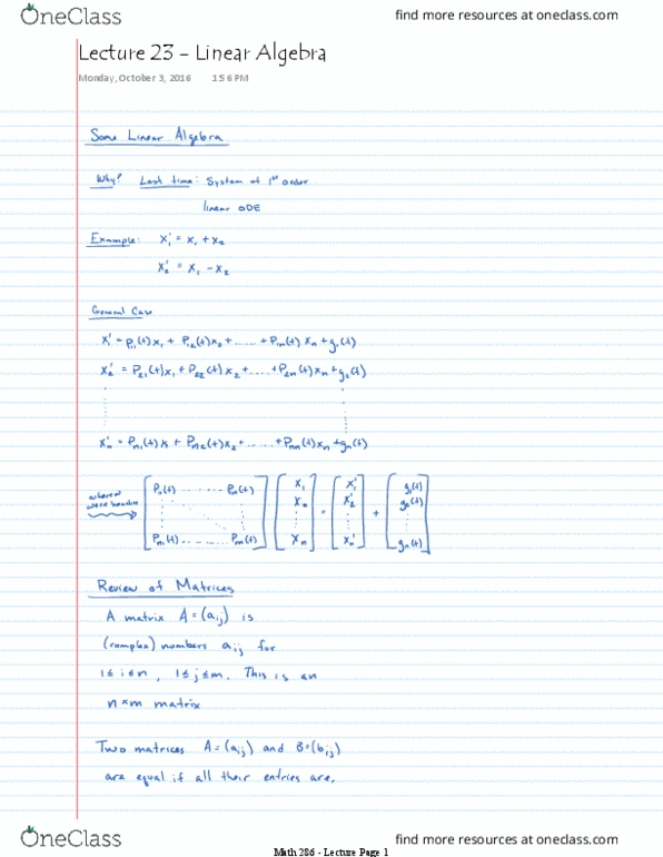 MATH 286 Lecture 23: Linear Algebra thumbnail