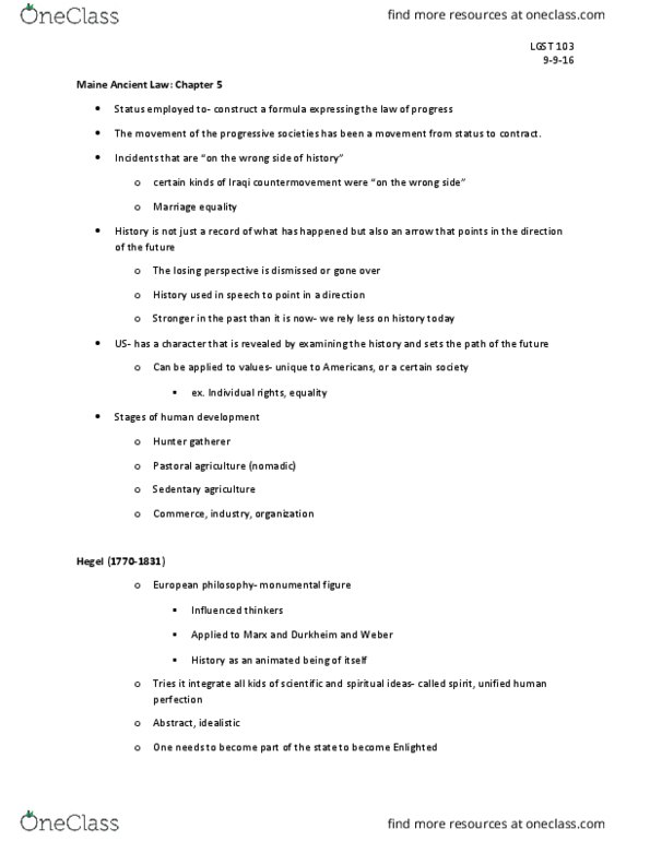 LEGALST 103 Lecture Notes - Lecture 4: Ancient Law, Hunter-Gatherer, Individual And Group Rights thumbnail