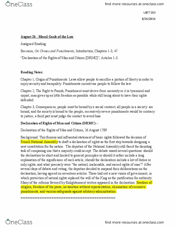 LEGALST 103 Lecture 2: LGST 103 Notes 8-26-16 thumbnail