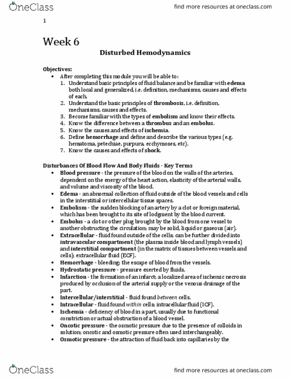 Pathology 2420A Lecture Notes - Lecture 6: Oncotic Pressure, Vascular Permeability, Fluid Compartments thumbnail