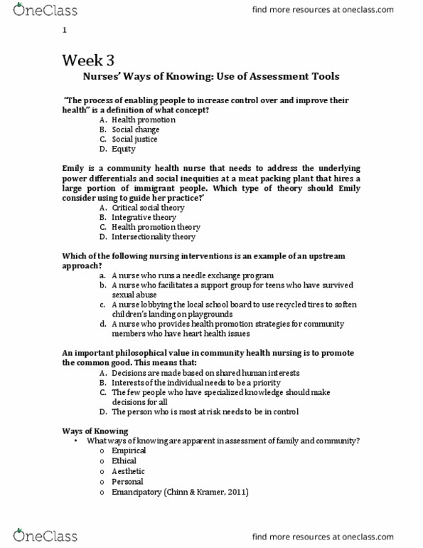 Nursing 2220A/B Lecture Notes - Lecture 3: Needle Exchange Programme, Frankfurt School, Genogram thumbnail