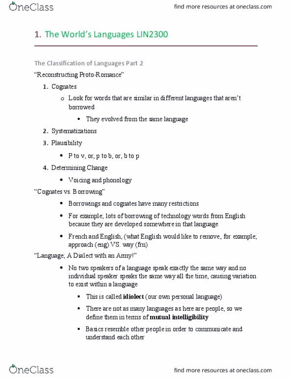 LIN 2300 Lecture Notes - Lecture 7: Floppy Disk, Idiolect, Mutual Intelligibility thumbnail