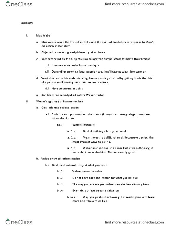 SOC 1010 Lecture Notes - Lecture 12: Tradition, Verstehen, Fokker E.Ii thumbnail