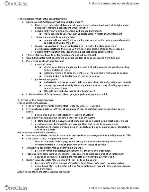 HISTORY 5 Lecture Notes - Lecture 11: Enlightened Absolutism, Bernard Picart, Giambattista Vico thumbnail