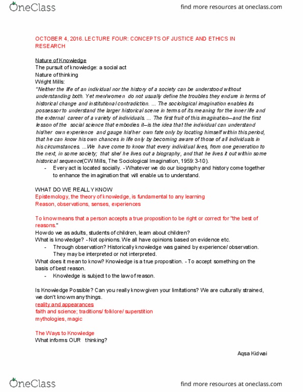HREQ 1800 Lecture Notes - Lecture 3: The Sociological Imagination, Institute For Operations Research And The Management Sciences, Ethnography thumbnail
