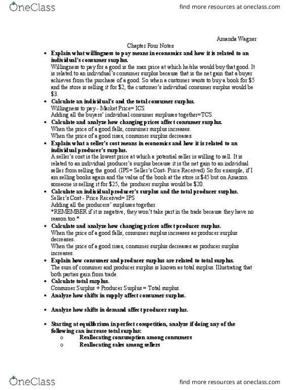 ECN 121 Chapter Notes - Chapter 4: Economic Surplus, Perfect Competition, Market Failure thumbnail