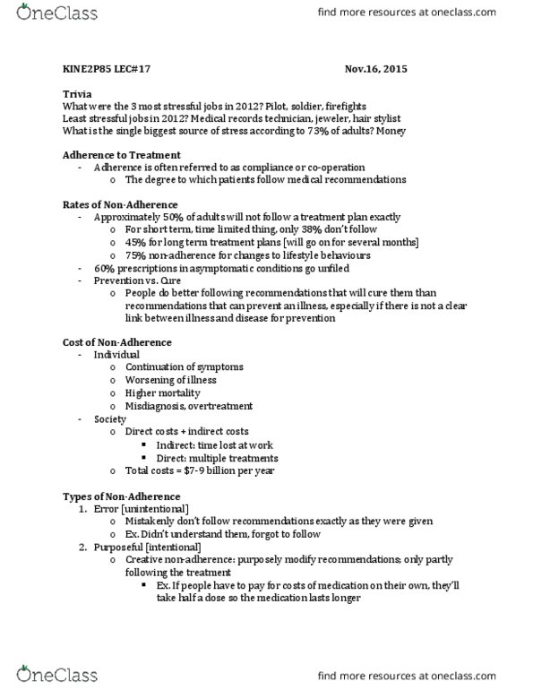 KINE 2P85 Lecture Notes - Lecture 17: Knee Replacement, Cardiovascular Disease, Unnecessary Health Care thumbnail