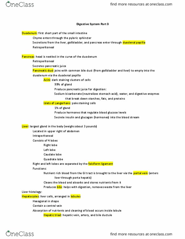 BIOL 129 Lecture Notes - Lecture 10: Common Bile Duct, Common Hepatic Duct, Porta Hepatis thumbnail