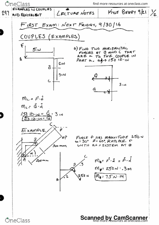 CE 29700 Lecture 5: Examples of Couples & Equivalent Forces thumbnail