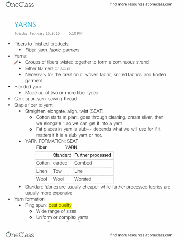 TS 111 Lecture Notes - Lecture 1: Twill, Ultimate Tensile Strength, Knitting Machine thumbnail