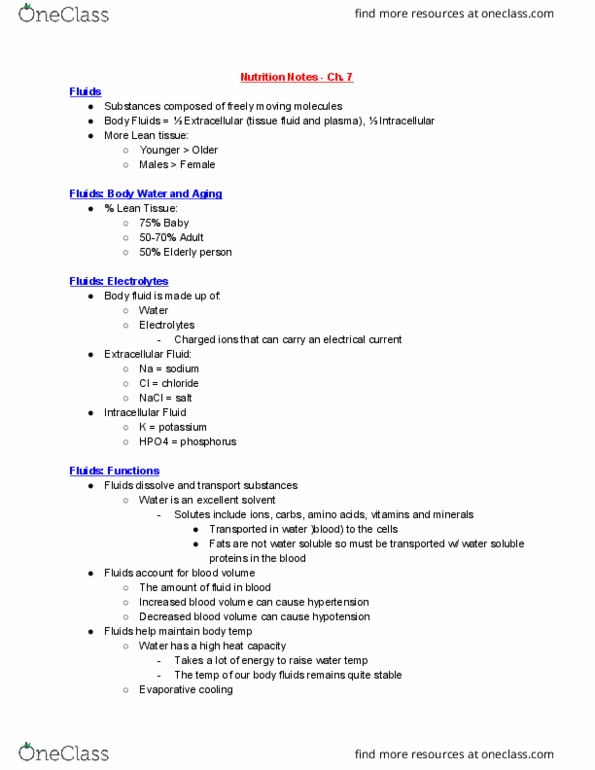 IPHY 2420 Lecture Notes - Lecture 7: Hypernatremia, Evaporative Cooler, Fluid Balance thumbnail