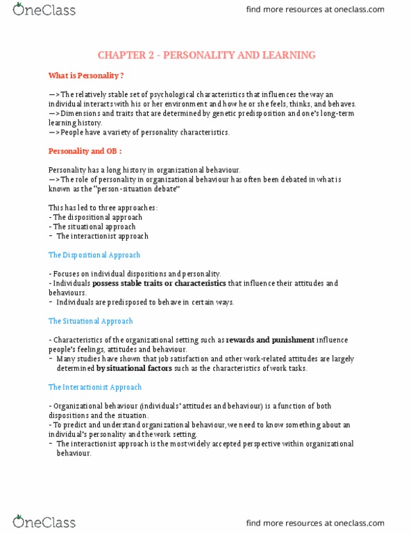 COMM 222 Lecture Notes - Lecture 2: Job Satisfaction, Job Performance, Reinforcement thumbnail