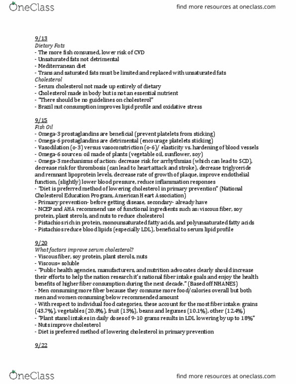 NUTR 4700 Lecture Notes - Lecture 2: National Cholesterol Education Program, American Heart Association, Brazil Nut thumbnail