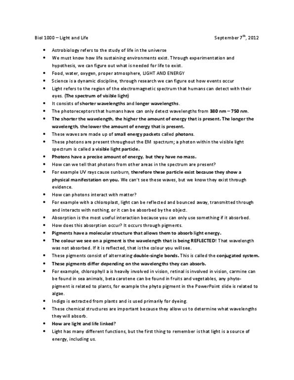 BIOL 1000 Lecture Notes - Signal Transduction, Petri Dish, Ommatidium thumbnail