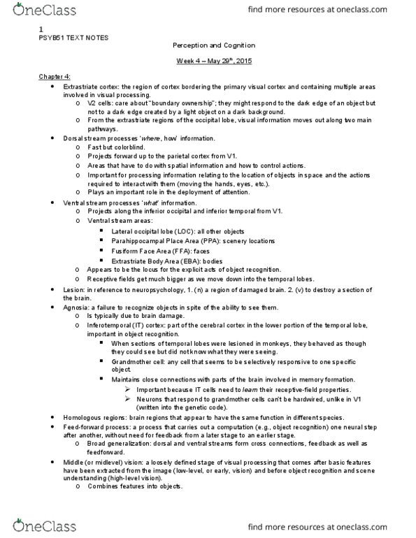 PSYB51H3 Chapter Notes - Chapter 4: Principles Of Grouping, Illusory Contours, Extrastriate Cortex thumbnail