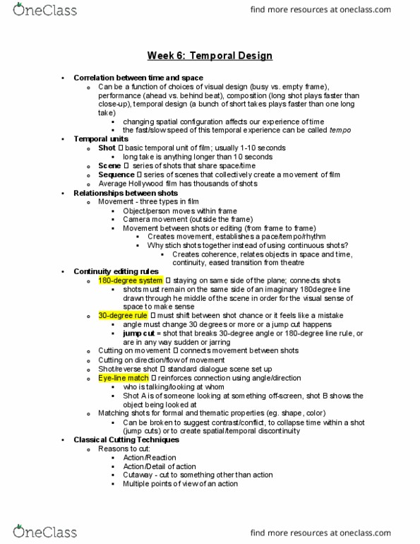 CTCS 190g Lecture Notes - Lecture 6: Eyeline Match, Jump Cut, Continuity Editing thumbnail