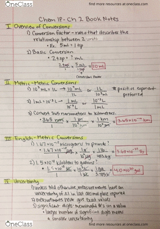 CHEM 1P Chapter Notes - Chapter 2: Conversion Of Units, Chief Operating Officer thumbnail