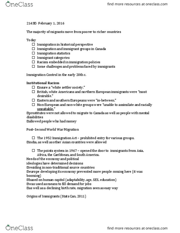 Sociology 2143E Lecture Notes - Lecture 15: Institutional Racism, Neocolonialism, Knowledge Economy thumbnail