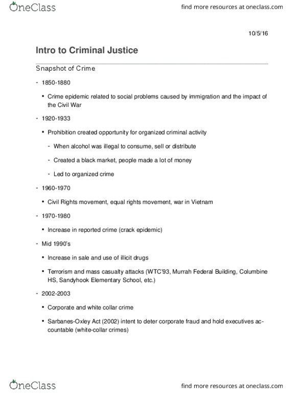 CRJ 150 Lecture Notes - Lecture 1: Crack Epidemic, Scientific Method, White-Collar Crime thumbnail